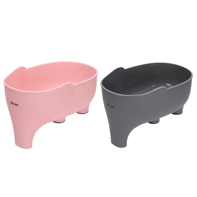 FHTECO 2PCS Vegetables Washing Basket Elephant Drainage Basket Fruit Basket for Draining Pasta Noodles Kitchen(Pink&Gray)