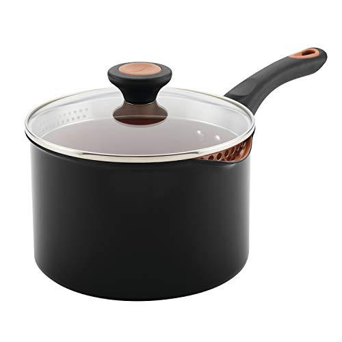 Farberware 10655 Glide Nonstick Sauce Pan/Saucepan with Straining and Lid, 3 Quart, Black