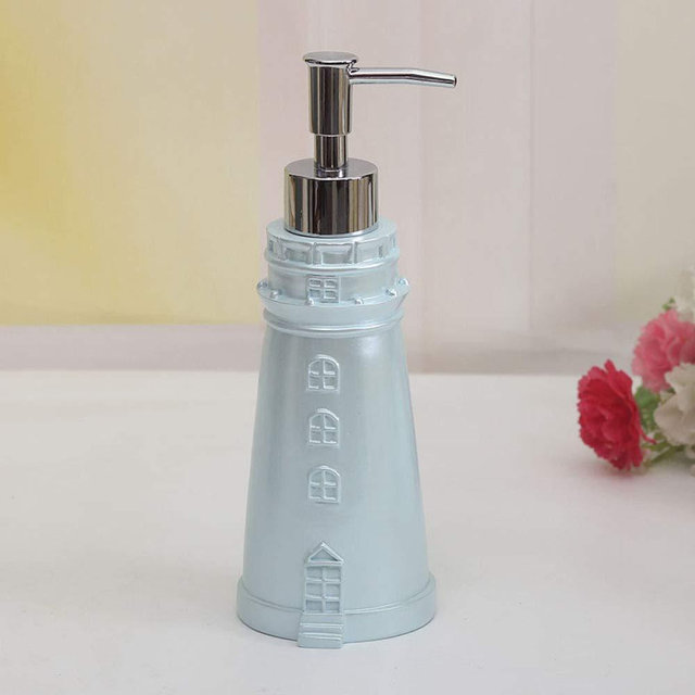 ASDQW Hand Soap Dispenser,Fashion Creative Lighthouse Shape Blue Refillable Liquid Lotion Soap Dispenser Pump Bottle Rust-Proof Pump for Kitchen Countertop Shower Bathroom Accessories