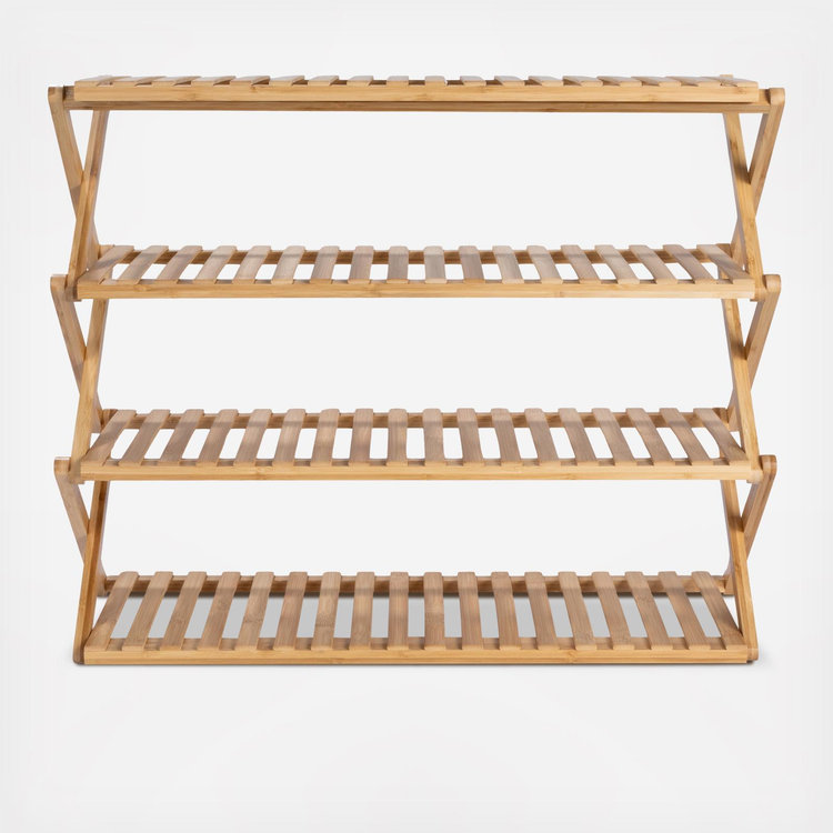 Household Essentials, Bamboo 4-Tier Folding Shoe Rack | Zola
