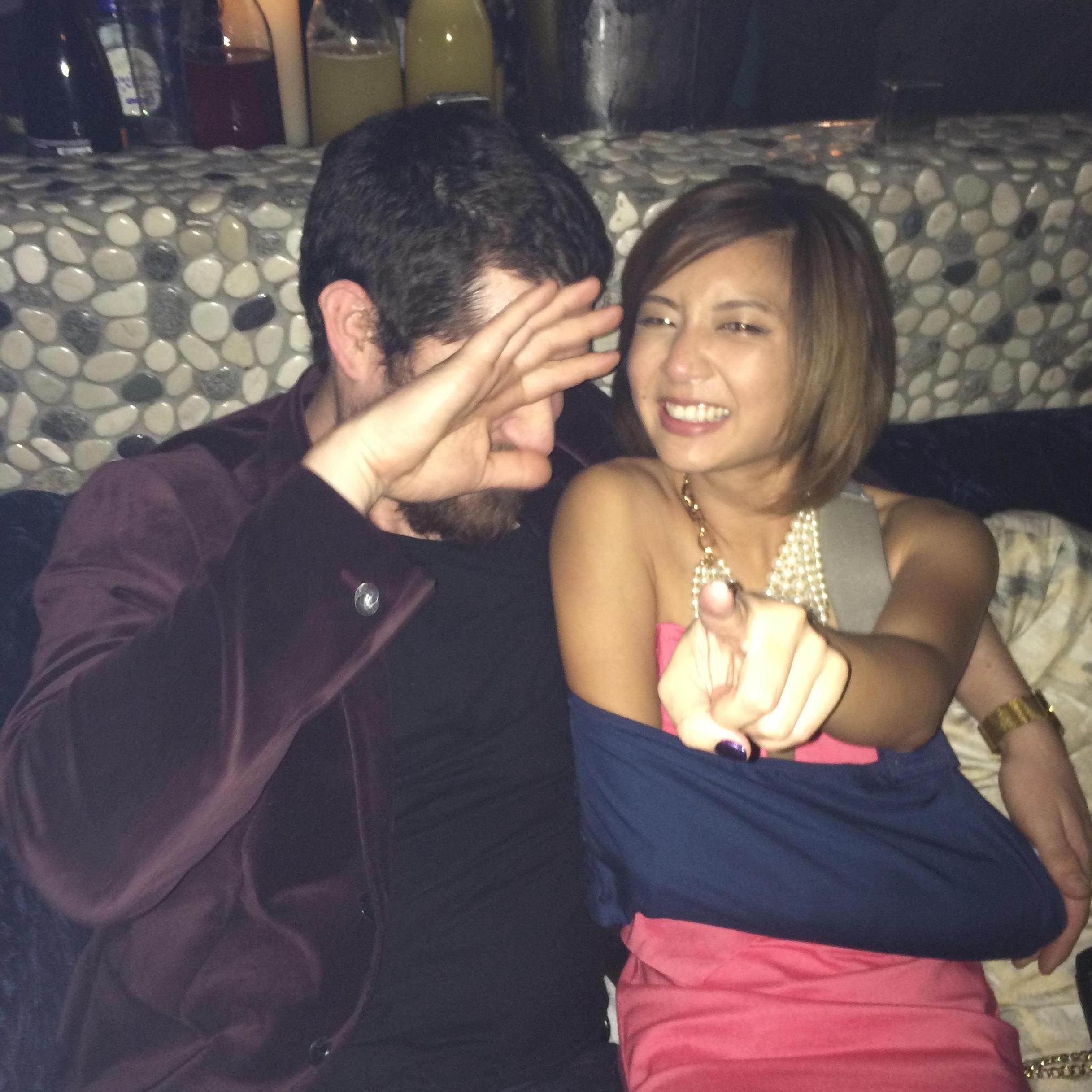 February 2015- Velvet coat, broken wrist. Ah to be young again.