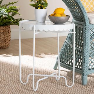 Laverne Side Table with Scalloped Tray Top