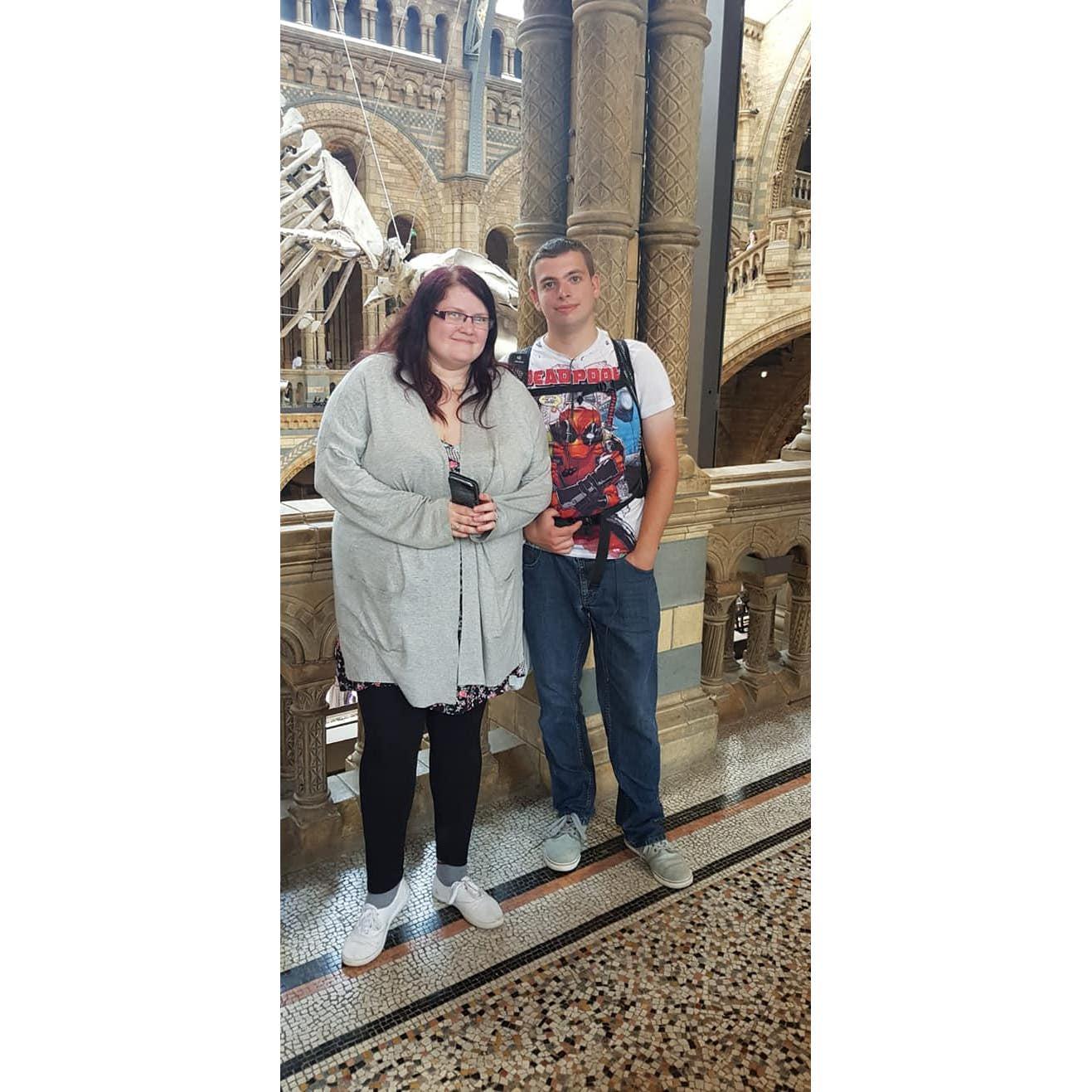 Exploring the natural history museum in London.