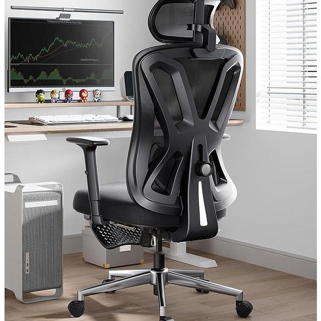 Hbada Ergonomic Office Chair, Desk Chair with Adjustable Lumbar Support and Height, Comfortable Mesh Computer Chair with Footrest 2D Armrests, Swivel Tilt Function Black