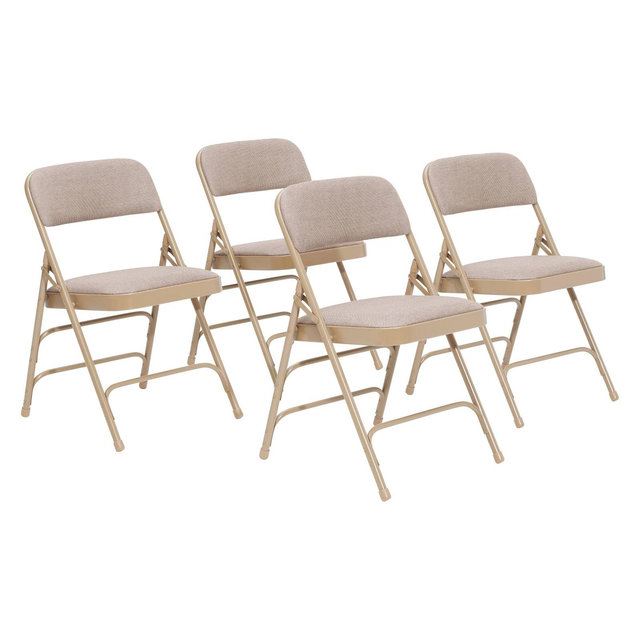 Set of 4 Deluxe Fabric Padded Triple Brace Folding Chairs Beige - Hampden Furnishings