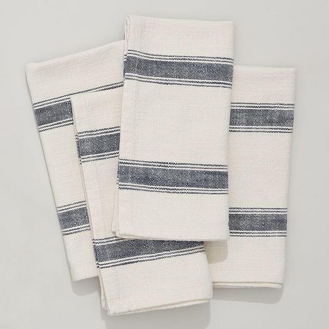 French Stripe Napkin, Set of 4 - Navy/Flax
