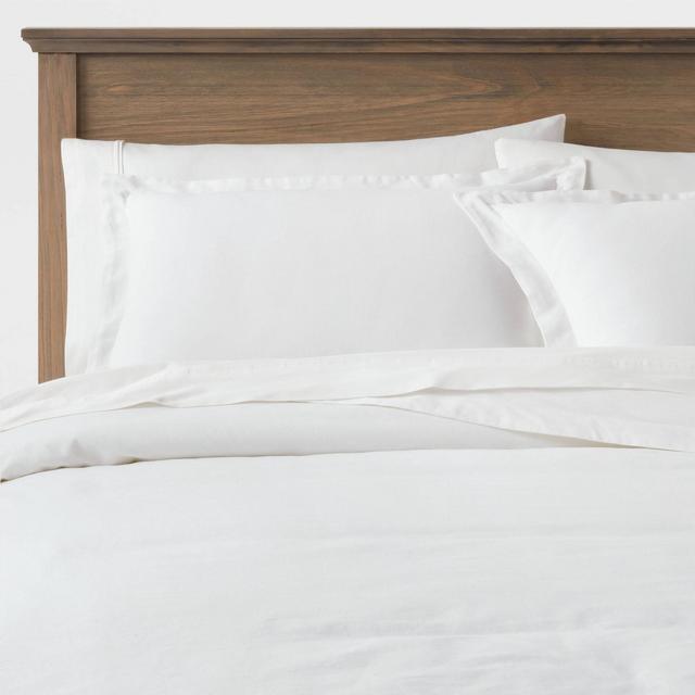 King Cotton Linen Chambray Duvet Cover & Sham Set White - Threshold™