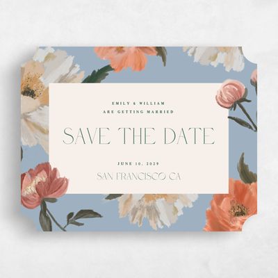 Blue Ticket Wedding Save the Date - Ashling Landscape