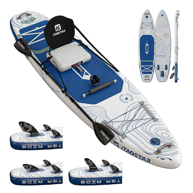 iTAOSTAR Adventure 12’×35"/39" Extra Wide Paddle Board, One-Stop Premium SUP Board Accessories, Tailored 5 Fins, Stable Inflatable Stand Up Paddle Boards for Youth/Adults of All Skill Levels