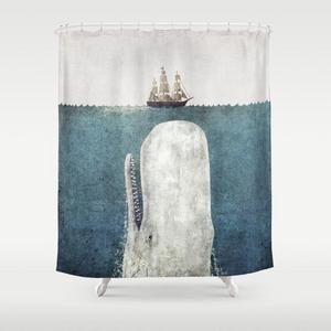 The Whale - vintage  Shower Curtain