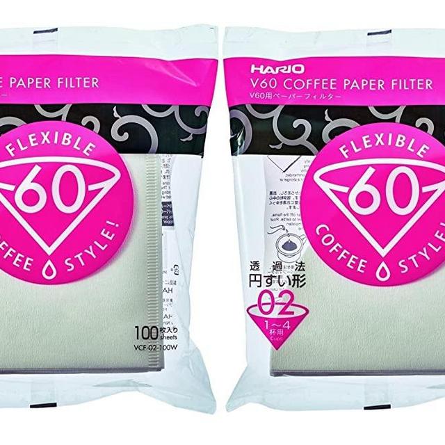 Hario V60 Paper Coffee Filters, Size 02, White, Tabbed