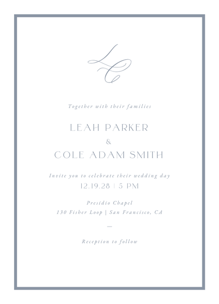 Artvin Portrait | Periwinkle Gray | Zola Wedding Invitations