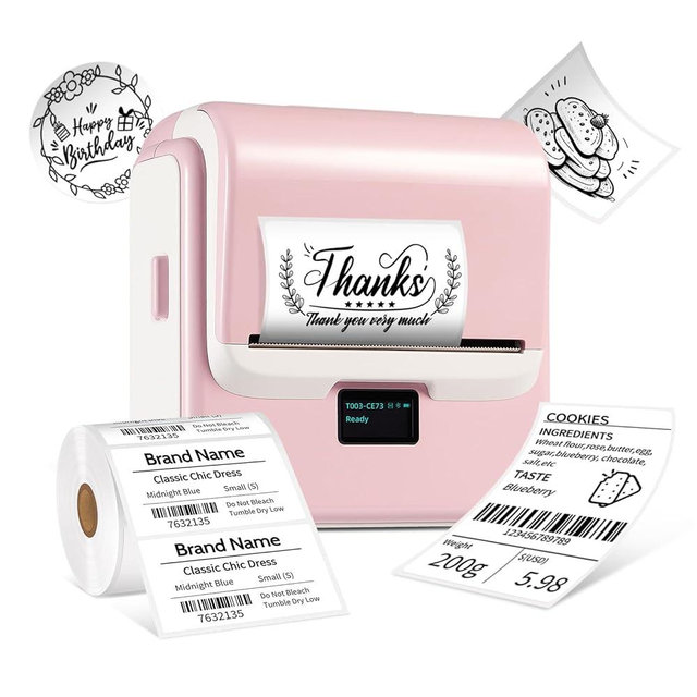 ORGSTA Label Maker Machine with Tape, T003 Thermal Label Maker, 3.15 Inch Bluetooth Label Printer Compatible with Phone & PC, Sticker Printer Barcode Thermal Maker for Small Business, Home, School