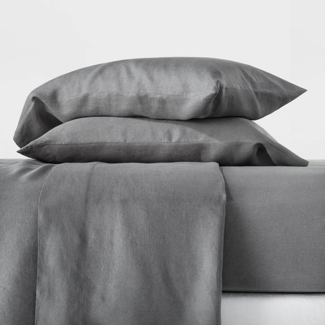 Queen 100% Hemp Solid Sheet Set Dark Gray - Casaluna™