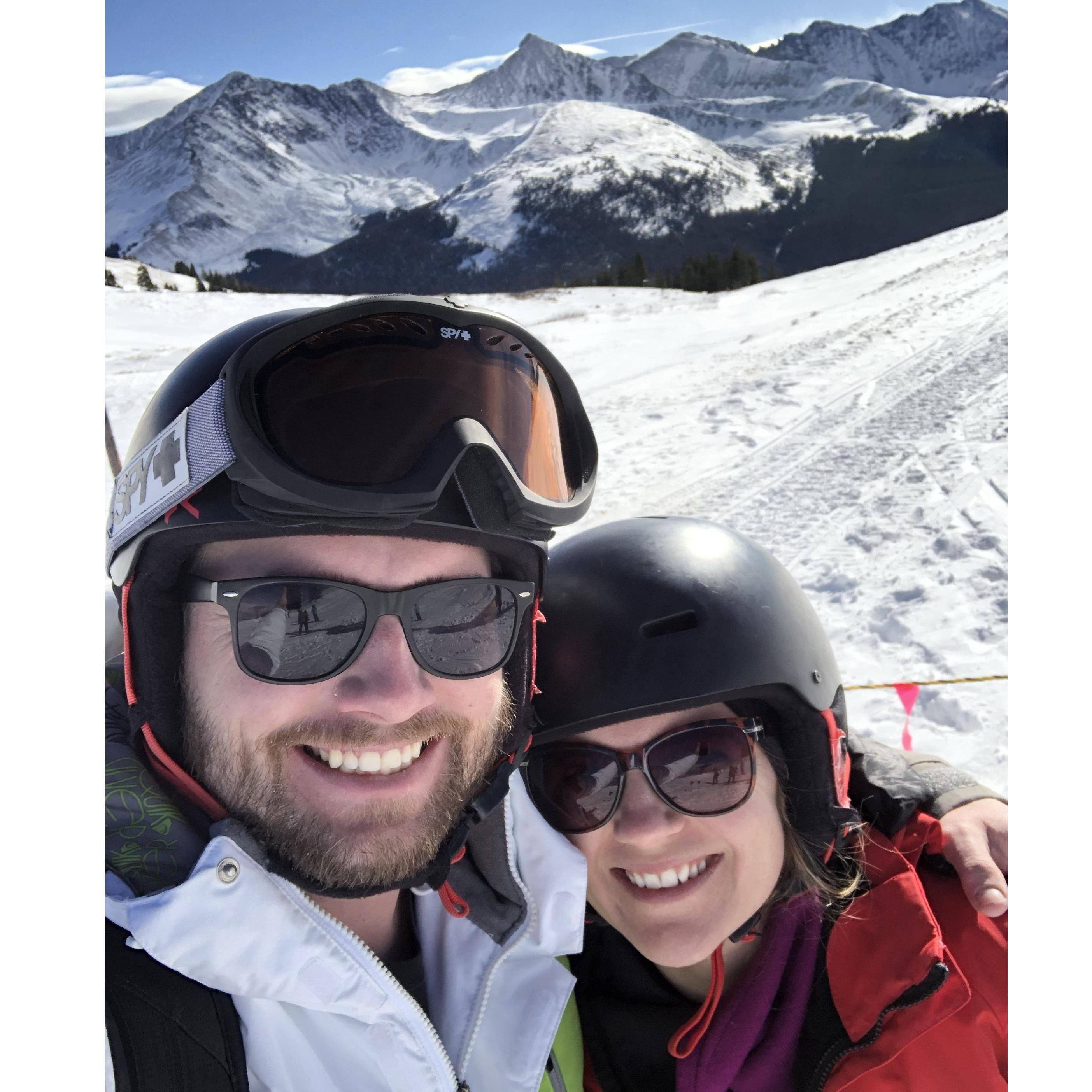 Skiing in Colorado with Alex's family.