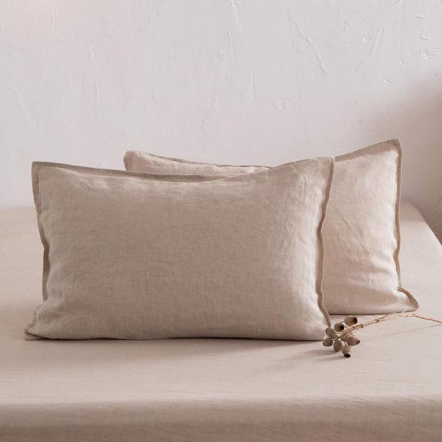 Flax Linen Pillowcase, Stone Washed Linen...