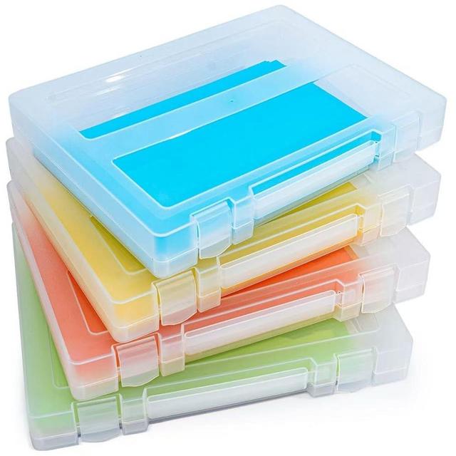 Mickiewicz 4 Pack Large A4 Paper document Box, Arts Supply Storage Organizer Box Scrapbook Storage Box Crafts Organization Boad Game Storage,Thick Plastic Scrapbook Storage Box for 8.5" x 11" Letter