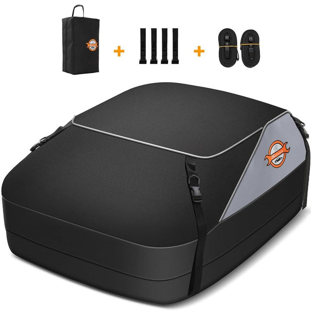 Sailnovo Car Rooftop Cargo Carrier Roof Bag Waterproof 15 Cubic Feet for Top of Vehicle with/Without Rack Car Top Carrier with 4*Door Hooks, Reinforced Straps & Storage Bag 1000D