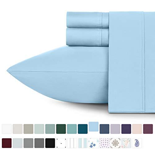 California Design Den 400 Thread Count 100% Cotton Sheet Set, Aero Blue King Sheets 4 Piece Set, Long-Staple Combed Pure Natural Cotton Bedsheets, Soft & Silky Sateen Weave