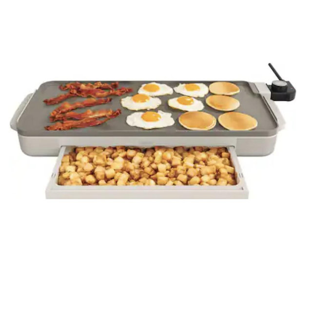 Bella - 10" x 20" Electric Griddle with Warming Tray - Oatmilk