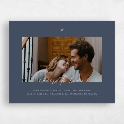 Grayed Navy, Blue Wedding Save the Date - Marley Portrait