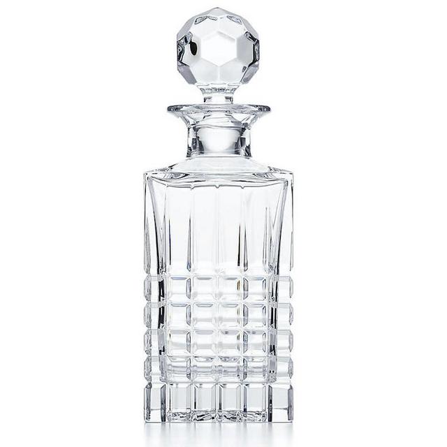 Plaid square decanter in crystal. | Tiffany & Co.