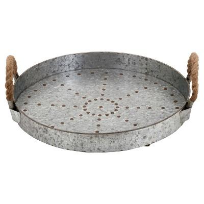 Farmhouse Rustic Galvanized Iron Serving Tray (16")- Olivia & May
