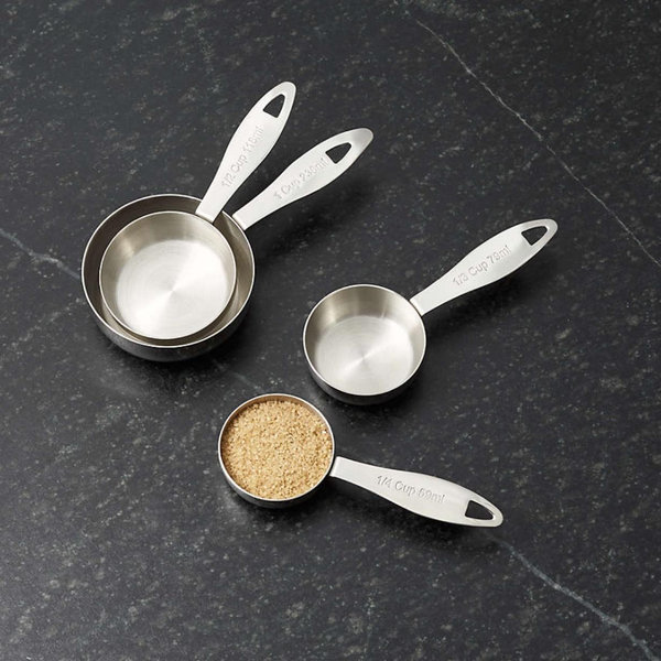 Crate and Barrel Stainless Steel Measuring Cups, Set of 4