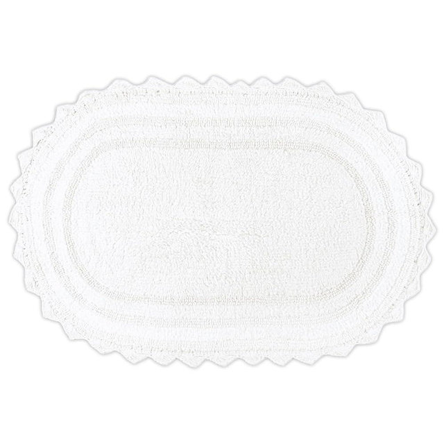 RAJRANG White Bathroom Rug Oval 21x34 Inches Soft Cotton Crochet Farmhouse Bath Mat