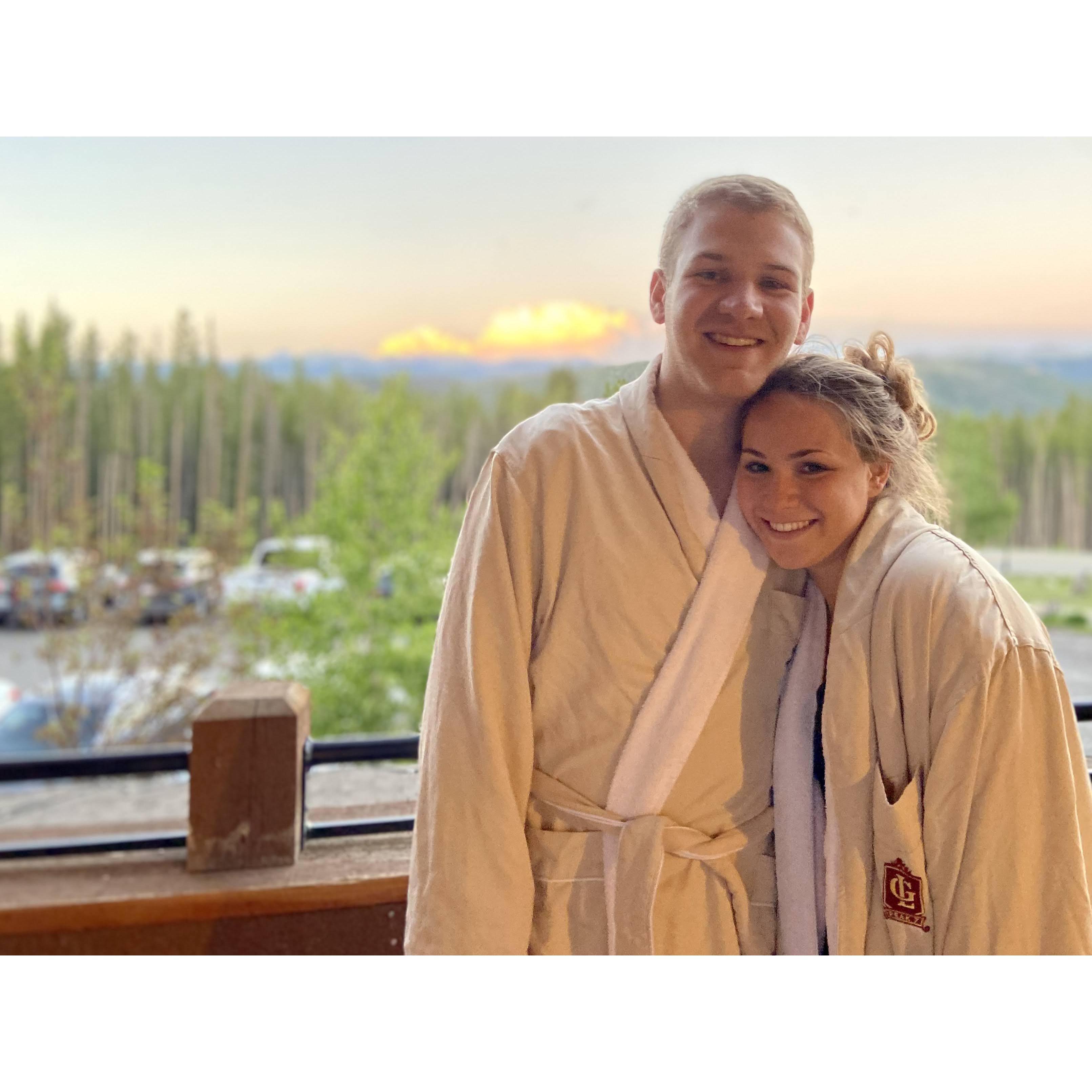 Robes and sunsets - that's a summer vacation!