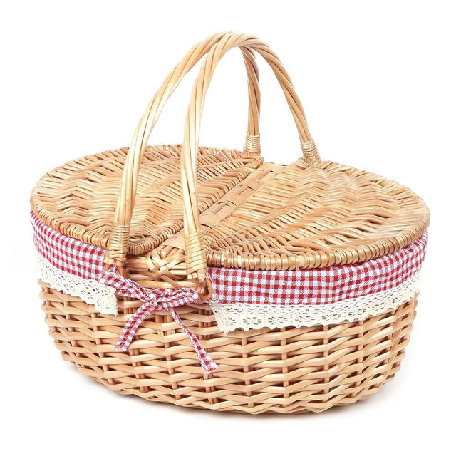 Hap Tim Wicker Picnic Basket for 2 - Unique Gifts Ideas for Couple, Engagement, Wedding, Bridal Shower, Family, Christmas, White Elephant Gifts for Adults(Y2408B-2)