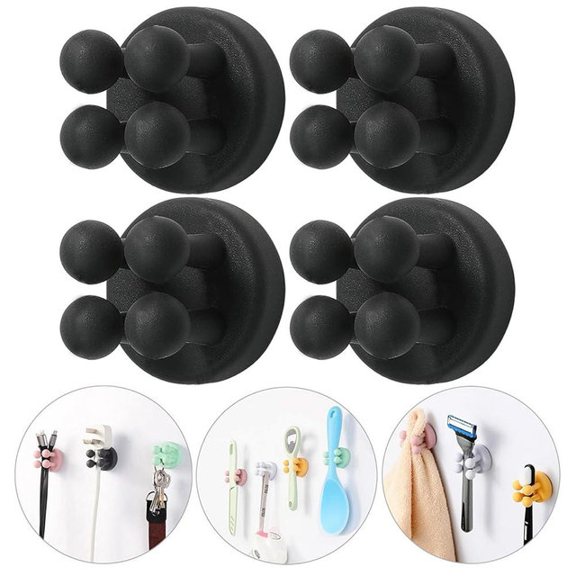 Razor Holder Shaver Hook Hanger Stand - 4Pcs Silicone Toothbrush Holders for Shower Wall Mounted Self Adhesive Cute Utility Bathroom Kitchen Organizer Storage Hook for Hanging Loofah Towel Tooth Brush