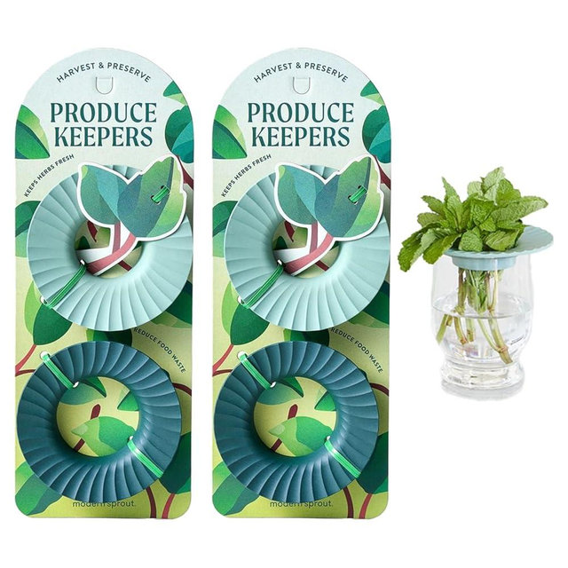 Modern Sprout Produce Keeper for Fresh Herbs & Greens - Eco-Friendly, BPA-Free, Sustainable Materials - Extends Freshness Up to 2 Weeks - Gift for Plant Lovers and Home Chefs - 2 Pack