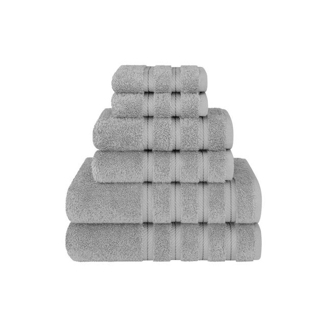 American Soft Linen 6 Piece Towel Set, 100% Cotton Bath Towels for Bathroom, Light Grey