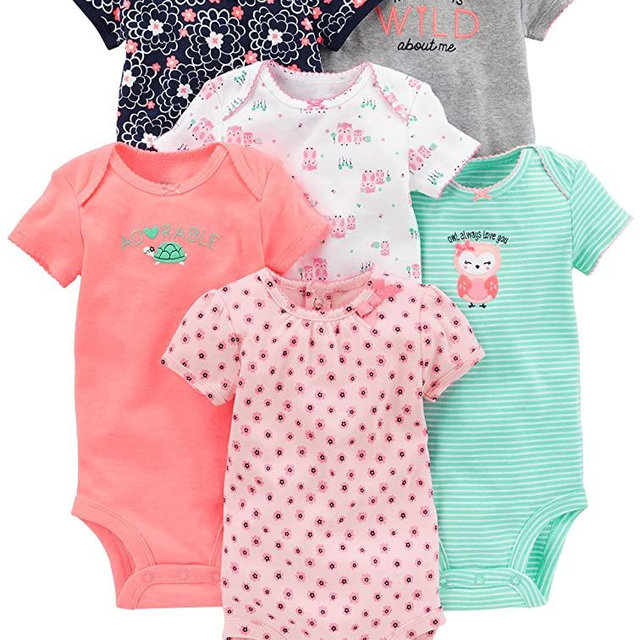 Simple Joys by Carter's Baby Girls' Short-Sleeve Bodysuit, Pack of 6