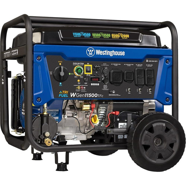 Westinghouse 14500 Peak Watt Tri-Fuel Home Backup Portable Generator, Remote Electric Start, Transfer Switch Ready, Gas, Propane, and Natural Gas Powered