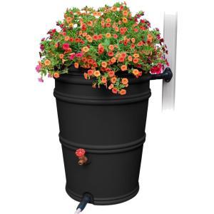 RainStation 45 Gal. Recycled Black Rain Barrel with Diverter