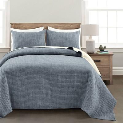 Solid Kantha Pick Stitch Yarn Dyed Cotton Woven Quilt/Coverlet - Lush Décor