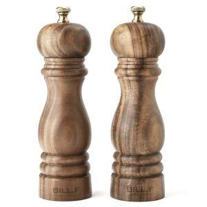 Pepper Grinder,Wood Salt and Pepper Grinder Mills Sets, Acacia Wood Manual Salt Grinder Refillable Pepper Mill Sets with Adjustable Ceramic Grinding Rotor - 7 Inch-Set of 2