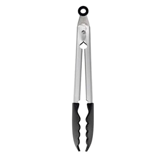 KitchenAid Silicone Tipped Stainless Steel Tongs, Black, 9 Inch