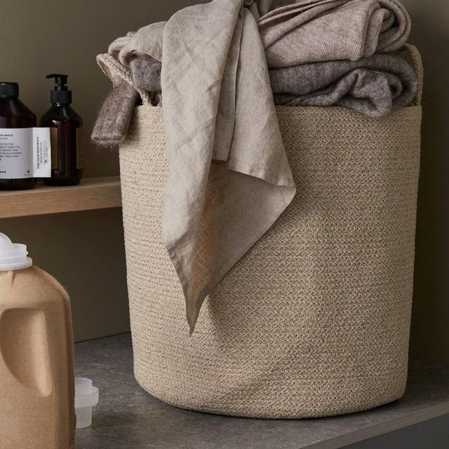 Large Cotton Storage Basket in Light Beige