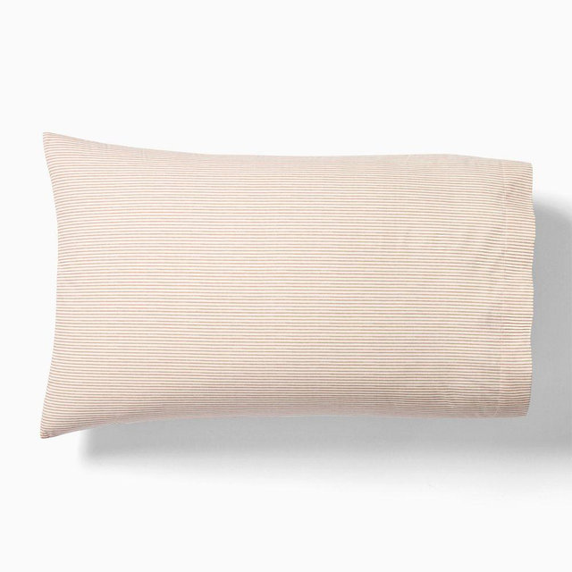 Printed Pinstripe Pillowcase, Set of 2, Standard, Camel