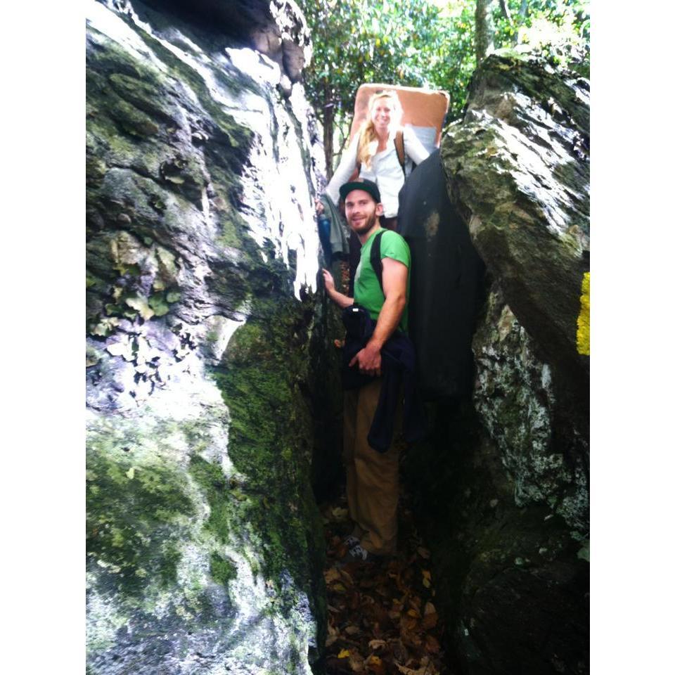 Searching for boulders to climb with the Moms in North Carolina