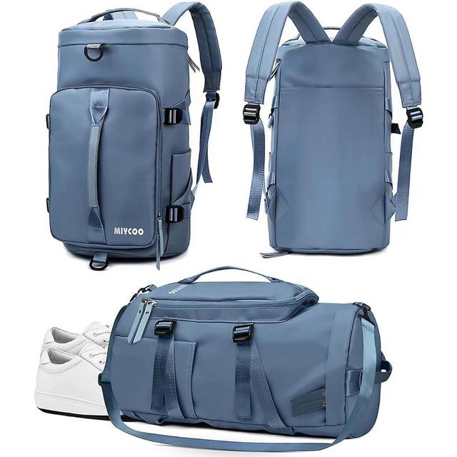 Gym Bag for Men and Women Sports Duffle Bag Travel Backpack Weekender Overnight Bag with Shoes Compartment Blue - MIYCOO
