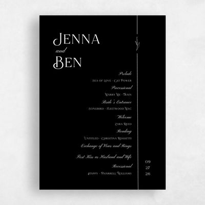 Black Wedding Program - Hartington