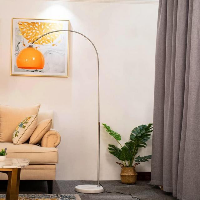 MIXL - Nordic Simple Floor Lamp with Orange Shade, Arc Floor Lamp for Living Room, Study Room&Bedroom Beside,Creative Orange Floor Lamp Standing Lamps for Ambient Lighting