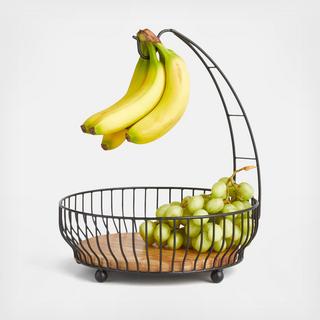 Cora Wood Fruit Basket with Removable Banana Hanger