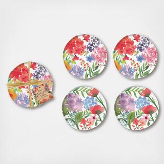 Nature's Table Floral Appetizer Plates, Set of 4