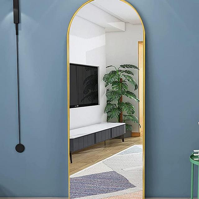 SHIGAKEN 65"×22" Arched Full Length Mirror, Aluminum Alloy Framed, Floor Mirror, Full Body Mirror, Large Arched Wall Mirror - Gold