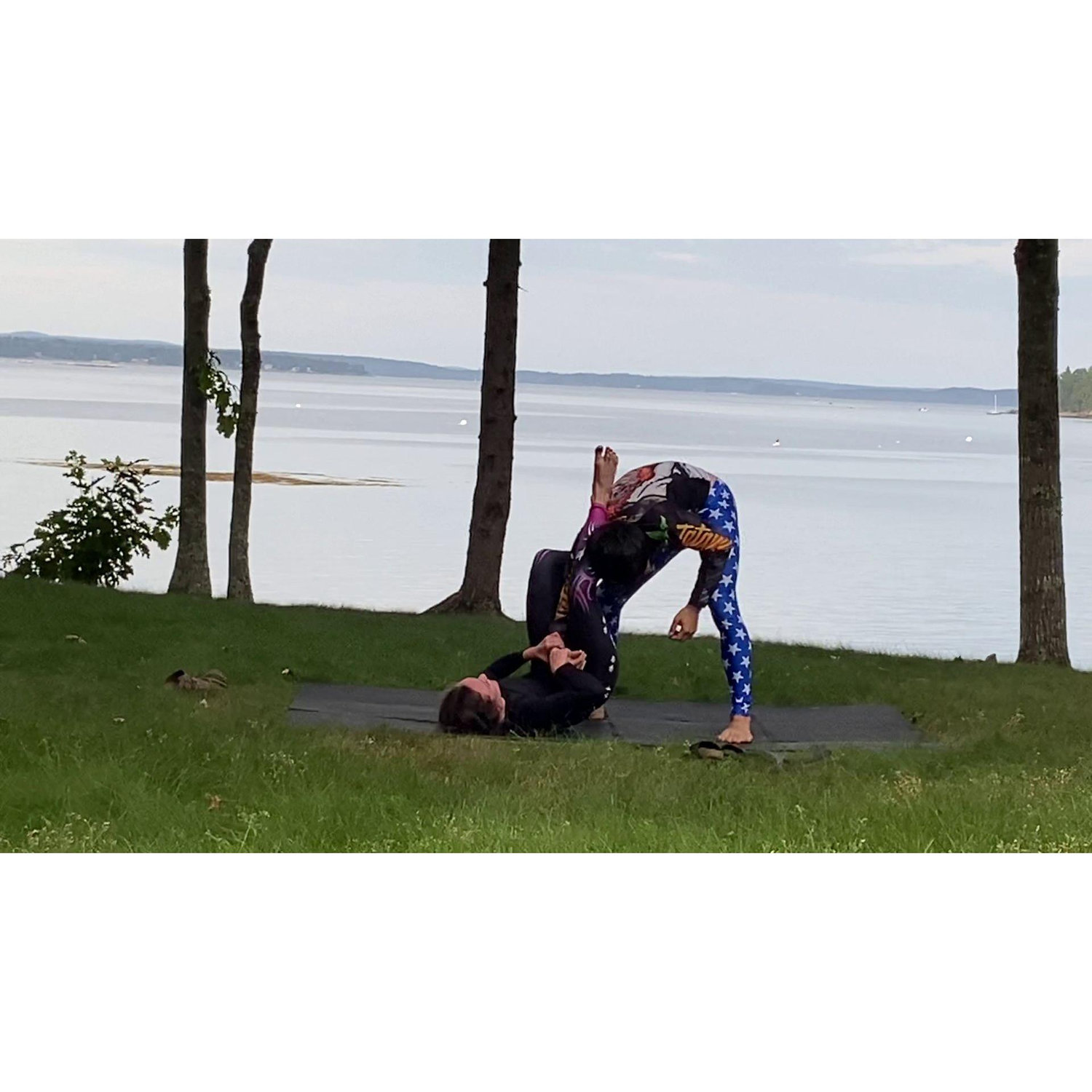 We really did bring mats everywhere (Acadia National Park)